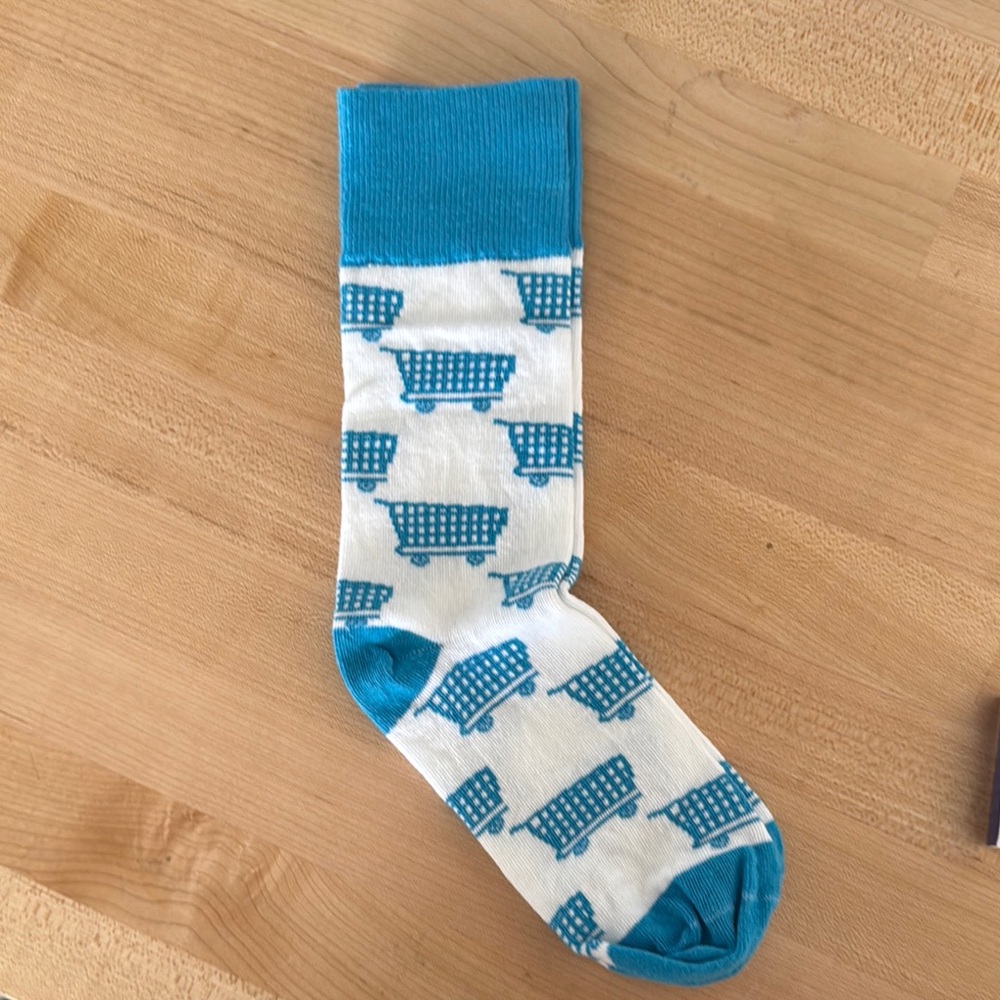 Blue & White Patterned Men's Socks- shopping cart symbol